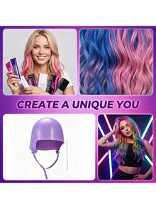 Silicone Hair Dyeing Cap Set (Includes Hair Dyeing Hook, 1 Set) Reusable Professional Bleaching Cap, Helps You Create Salon-Quality Highlights At Home, Hair Salon Dyeing Accessories - Multicolor - View 5