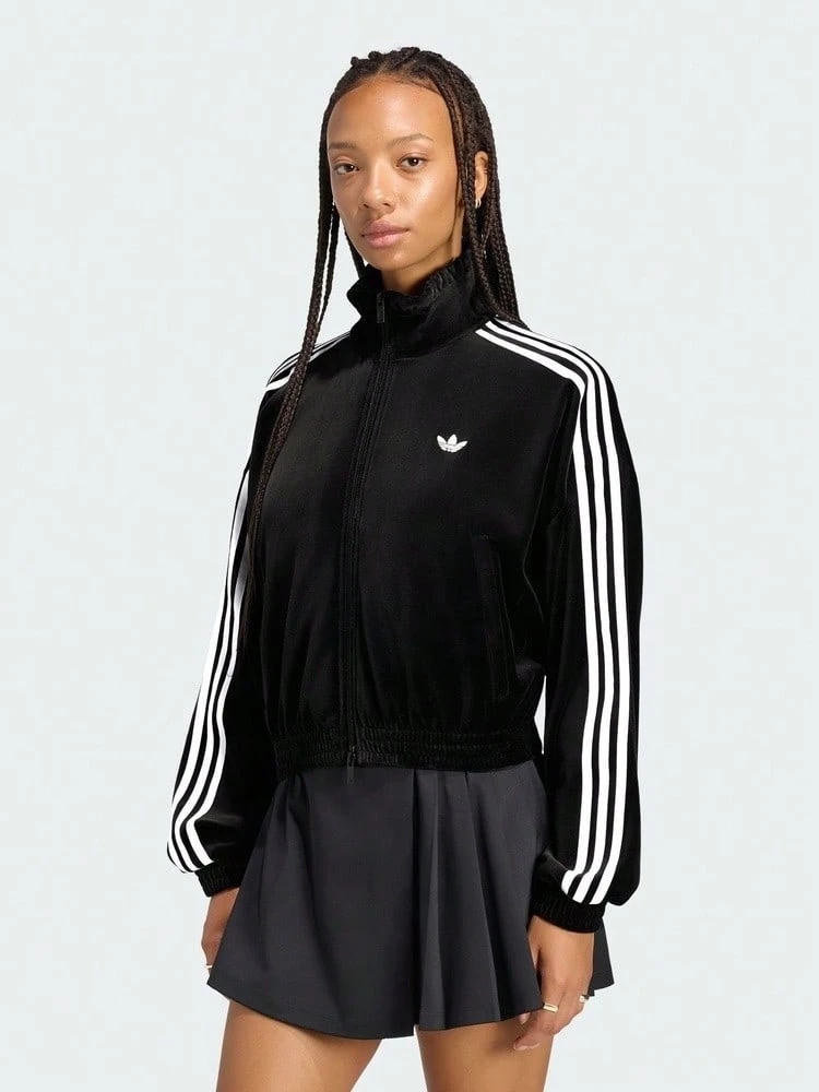 Adidas Originals Women's PLEAT VEL TT Jacket Knit Collarless Cardigan LG4297 - Black - View 1