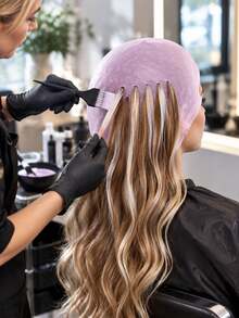 Silicone Hair Dyeing Cap Set (Includes Hair Dyeing Hook, 1 Set) Reusable Professional Bleaching Cap, Helps You Create Salon-Quality Highlights At Home, Hair Salon Dyeing Accessories - Multicolor - View 2