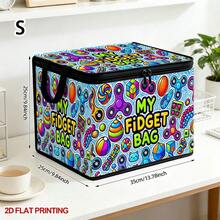 1pc Colorful Stress Relief Toy MY FIDGET BAG Printed Foldable Zipper Storage Box, Perfect For Travel, Packing, Clothing, Pants And Bedding, Also For Moving Storage, Underbed Storage, Closet Organization, Laundry Or Holiday Decor, Keeps Home Items Neat And Organized - A - View 10