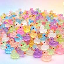 100pcs Glow-In-The-Dark Resin Mini Animals - Duck, Dolphin, Frog, Rabbit, Turtle, Perfect For Gardening, Party, Micro Landscape And Aquarium Decoration. Absorbs UV Rays From Sunlight And Glows At Night. - Multicolor - View 12