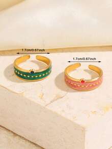 1pc/2pcs Stainless Steel Gold Fashion Minimalist Elegant Geometric Line Ring Set Suitable For Women Daily And Holiday Wear - Multicolor - View 8