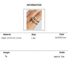 1pc Copper Inlaid Artificial Zirconia High-End Colorblock Multi-Layer Interlocking Ring, Women's Heavy-Duty Multi-Ring Linked Finger Ring, Personalized Eye-Catching Hand Accessory, Suitable For Valentine's Day, Anniversary, Birthday Gift, Party, Anniversary, Romantic Holiday Jewelry - Interlocking - View 10