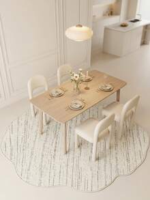 1PC Beige Minimalist Vertical Stripe Pattern Entryway Rug, Nordic Minimalist Wabi-Sabi Style Elegant Faux Cashmere Asymmetrical Wavy Shape Machine Washable Area Rug, Suitable For Daily Home/Housewarming/All Seasons Large Size Floor Mat, Aesthetic Home Decor - Multicolor - View 5