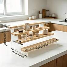 2/3/4-Tier Wooden Acrylic Jewelry Display Stand, 40cm Wide Stepped ...