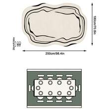 1PC Minimalist Black Line Border Pattern Coffee Table Rug, Modern Simple Cream Style Premium Versatile Faux Cashmere Asymmetrical Wavy Shape Machine Washable Area Rug, Suitable For Daily Home/Housewarming/All Seasons Large Size Floor Mat, Aesthetic Home Decor - Multicolor - View 13