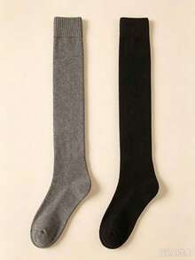 5 Pairs Of Random Fashion Versatile Calf Socks, High-Top Legging Socks For Pairing With Skirts, Warm Ankle Socks For Autumn And Winter - Multicolor - View 13