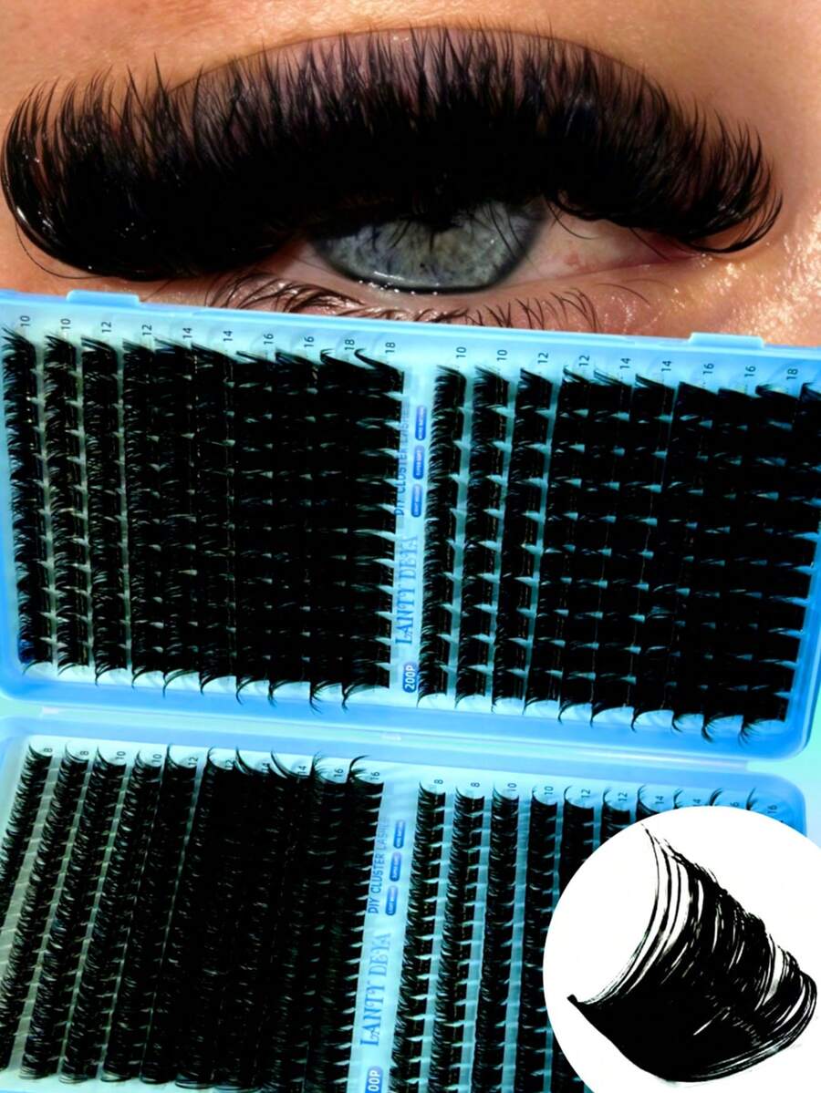 580pcs D Curl Single Cluster False Eyelashes, 8-18mm Mixed Length Tray ...