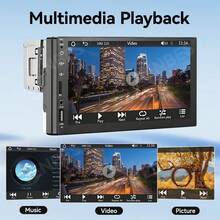 VENBES 7 Inch 1 DIN Wireless CarPlay Car Stereo, Bluetooth Touchscreen MP5 Player With FM Radio, USB/AUX, Steering Wheel Control, Optional 8-LED Rear View Camera - With Remote & Rear Camera - View 9