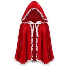 1pc Women's Halloween Red Cape Party Outfit, Cape Cloak, Christmas Cosplay Costume - Multicolor - View 6