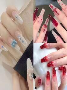 17Pcs Nail Art Kit, Grit Nail Buffer File, Multi Function Nail Art Brushes, Mixed Color Rhinestones Set For Manicure Decoration - Multicolor - View 7