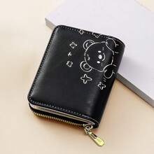 New In-Stock Cute Cartoon Card Holder, Korean Style Women's Portable Multi-Slot Student Zipper Printed Bear Bag - Multicolor - View 2