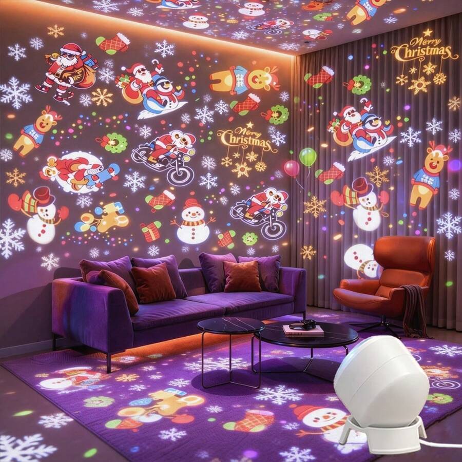 Christmas Theme Dynamic Projection Light, Snowman, Santa Claus ...