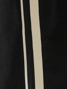 Men's Side Color Block Striped Straight Leg Casual Pants, Black Drape Loose Wide Leg Sweatpants, Daily Commute Trousers - Multicolor - View 4