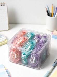6pcs 6m Creative Correction Tape Set, Strong Adhesive, Student Stationery, Transparent Office Dot Glue - Multiple Styles - View 5