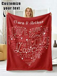 1pc Customized Flannel Blanket With Photo And Text, Office Nap Blanket, Comfortable Blanket, Mother's Day, Father's Day Gift For Parents, Bedding Blanket, Bed Customized Blanket, Customized Text Blanket, Home Personalized Customized Blanket - Multicolor - View 6