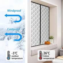 Center Zipper Design Hole-Free Self-Adhesive Thermal Insulated Window Curtain, Window Insulation Piece, Zipper Opening And Closing Design, Cold-Proof And Wind-Resistant, Warm In Winter And Cool In Summer, Thermal Insulation And Noise Reduction, Effectively Lock Indoor Temperature - Black Center Zipper - View 5
