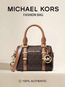 Michael Kors Bedford Legacy 極小 Logo 托特手提包，女款皮革斜挎包，時尚購物旅行派對單肩包 - 黑棕色 - 查看 1