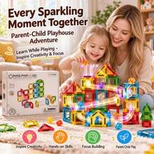 Colorful Magnetic Tiles Ball Track Building Blocks DIY Assembly Slide Pipe Puzzle Toy For Children Early Learning Brain Training Tool Suitable For Boys And Girls 3 Years And Above Stress Relief Creative Construction Game Summer Birthday Holiday Back To School Gift - Multicolor - View 1