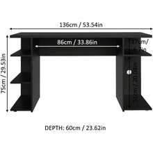Escritorio Gamer Negro para PC y Consola, Mesa de Juego con Espacio de Almacenamiento, Escritorio de Computadora Moderno para Sala de Juegos y Habitación - Negro - Ver 7