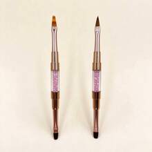 Rhinestone Filled Nail Art Pen, Two Sided Brush For French Tip & Detailing - White - View 6