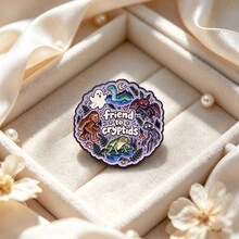 "Friend To Cryptids" Enamel Pin, Cartoon Mythical Creatures Metal Lapel Brooch, Bigfoot Mothman Nessie Badge For Jacket Backpack Hat Clothing Decor - Multicolor - View 3