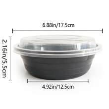 700ml Bento Box, Transparent Lid + Black Round Container, Back To School Season, Reusable Stackable Food Storage Container With Lid, Leakproof Portable Takeout Lunch Box Black, Picnic, Outdoor, Party.. - Black - View 10