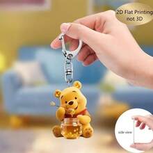 Disney [2D Flat Style] Acrylic Keychain, Eating Honey, Practical, Beautiful, Novel Keychain, Key Ring, Holiday Gift Decoration, Car Key Chain, Backpack And Wallet Key Chain, Cute Bag, Car Key And Backpack Accessory - Perfect Valentine's Day, Birthday Or Christmas Gift For Women, 2D Flat, Valentine's Day Gift, Heart-Shaped. - Multicolor - View 2