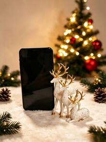 3pcs/1set Mini Christmas Reindeer/Deer Figurine Set, White Standing And Sitting Deer Desktop Decor, Suitable For Christmas Party Decoration, Winter/New Year Holiday Gift - Multicolor - View 6