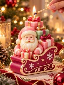3D Santa Claus Sleigh Gift Box Silicone Mold, Snowflake Star Sleigh, DIY Candle Resin Plaster Mold For Christmas Home Table Decor - Christmas Candle Silicone Mold - View 2