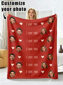 1pc Customized Flannel Blanket With Photo And Text, Office Nap Blanket, Comfortable Blanket, Mother's Day/Father's Day Gift For Parents, Bedding Blanket, Bed Custom Blanket, Custom Text Blanket, Personalized Home Decor Blanket - Multicolor - View 12