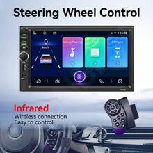 VENBES 7 Inch Single DIN Car Stereo, Wired Apple CarPlay And Android Mirror-Link, MP5 Multimedia Car Radio, Bluetooth FM USB AUX, 12V Car Head Unit - Main Unit + 8‑LED Square Rear‑view Camera - View 8
