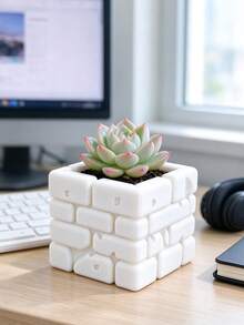 3D Printed Modular Square Flower Pot, Square Design, Perfect Home For Plants Like Money Plant, Succulents, Also Cleverly Used As Pen Holder, Suitable For Artistic Youth, Flower Lovers, Home Decor, Christmas Gift - Multicolor - View 11