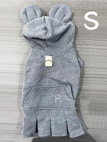 1pc Cute Gray Pet Hoodie, Casual Comfortable Soft, Suitable For Teddy Poodle And Other Small To Medium Pets Dog/Cat Clothes - Grey - View 12