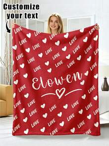 1pc Customized Flannel Blanket With Photo And Text, Office Nap Blanket, Comfortable Blanket, Mother's Day, Father's Day Gift For Parents, Bedding Blanket, Bed Customized Blanket, Customized Text Blanket, Home Personalized Customized Blanket - Multicolor - View 9