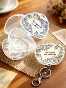 Mini Storage Box With "Poisons And Antidotes" Pattern With Keychain. Portable Transparent Visible Storage Box, European Floral Print, Can Be Hung On Bags Or Keys, Store Pills, Capsules, Earrings, Rings And Other Small Accessories For Travel, Commuting, Daily Outings, Daily Carry-On Item, Creative Gift. Holiday, Birthday, Party, Thanksgiving, Christmas Gift (Empty Box Only) - Multicolor - View 2