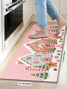 1/2pcs Christmas Kitchen Decor Rugs, Christmas Gingerbread Man Pattern Design Winter Kitchen Rugs And Mats, Non-Slip Washable Absorbent Kitchen Accessories Decorative Mats, Christmas Holiday Gifts! - Multicolor - View 13