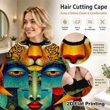 1pc Hair Cutting Cape With Adjustable Neck Closure, Lightweight Waterproof Barber Cape, Abstract Print Hairdressing Cape For Haircut, Coloring & Styling, Home & Salon Use - Multicolor - View 6
