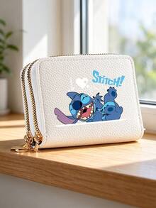 Disney Kawaii Stitch Printed Double Zipper Wallet Women PU Leather Credit Card Case Multi Pocket Coin Purse Small Storage Bag Key Holder Wallet Gifts - Multicolor - View 4