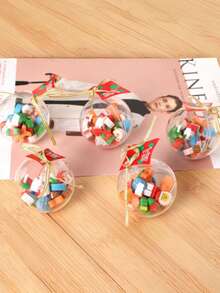 4pcs/6pcs/8pcs/12pcs Cartoon Cute Christmas Rubber Ball Christmas Tree Crystal Eraser Decoration Student Christmas Gift Prize - Multicolor - View 8