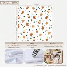 1pc Christmas Minimalist Gingerbread Man Pattern Tablecloth, Stain-Resistant Dining Table Decor Cloth, Suitable For Kitchen, Dining Table, Coffee Table, TV Cabinet, Entryway, Party Holiday Decoration, Home Decor, Christmas Gathering - Multicolor - View 11