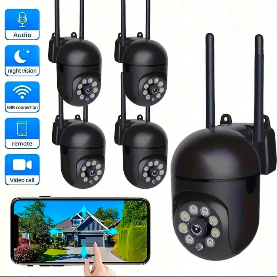 Home Wireless WiFi Security Camera 360° Panoramic View, Remote Phone Control, High Definition Night Vision, 2.4G Smart Monitoring Camera, Two-Way Audio Intercom, Indoor Security Camera, Motion Detection Alarm, High Definition Night Vision Camera, Indoor Monitoring Camera, Pet Camera, Thanksgiving Gift, Christmas Gift, Ideal Choice For Men - Black - View 1