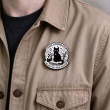 Chaos Coordinator Black Cat Enamel Pin, "I Do Not Get Paid Enough" Quote Badge, Magic Cat Brooches For Backpack Jacket Hat, Humorous Gift For Friends - Black and White - View 8