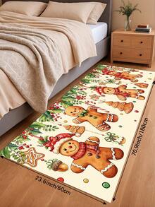 1/2pcs Christmas Kitchen Decor Rug, Christmas Gingerbread Man Pattern Design Winter Kitchen Rug And Mat, Non-Slip Washable Absorbent Kitchen Accessories Decor Mat, Christmas Holiday Gift! - Multicolor - View 14