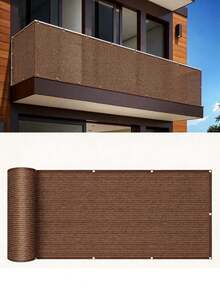Balcony Privacy Screen - Fence Privacy Cover With Ties - Outdoor Mesh Shade Cloth For Balcony Railing - Patio - Deck - Porch & Garden - Brown Windproof Fence Cover - Multicolor - View 13