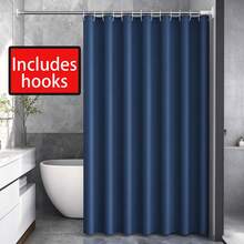 Waterproof And Mildew-Proof Thickened Solid Color Fabric Shower Curtain Polyester Waterproof Bathroom Waterproof Curtain Hotel Solid Color Partition Curtain - Royal Blue - View 6