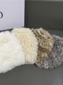 1pc Women's Autumn/Winter Thick Rabbit Fur Knit Hat, Soft Warm Plush Cossack Hat, Suitable For Travel, Photography And Extreme Cold Weather - Cossack Hat - View 4