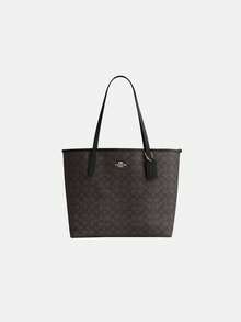 Coach Medium City Tote Bag For Women, Large Capacity Shoulder Bag, Zipper Handbag, Suitable For Shopping, Work, Travel Or School Use - Black Walnut - View 9