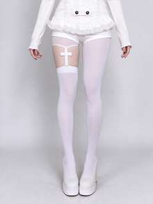 STAR RIVER Y2K Sexy Hot Girl AB Style Cross Pendant Tights, Punk Gothic Over-The-Knee Socks Lolita Stockings, Halloween - Multicolor - View 6