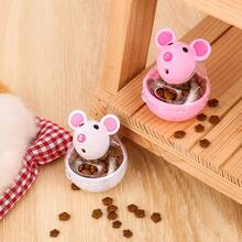 Interactive Cat Feeder Toy, Rolling Mouse Design, Pink & White Mouse Head Wobble Food Dispenser Ball, Battery-Free, Suitable For Kittens And Adult Cats Feeding Training - View 7
